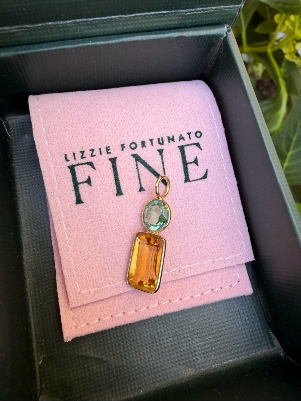 Lizzie Fortunato Fine Charm Emerald & Citrine 14k gold.